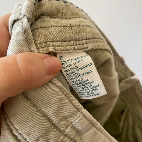 American Eagle Longer Length Khaki Shorts Mens Size 32 VTG Distressed Y2K - Picture 6 of 6